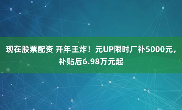 现在股票配资 开年王炸！元UP限时厂补5000元，补贴后6.98万元起